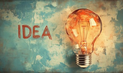 Poster - light bulb symbolizing idea with textured background and artistic design