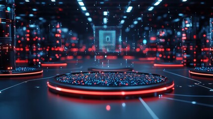 Fototapete - Cybersecurity Data Center: Digital Fortress