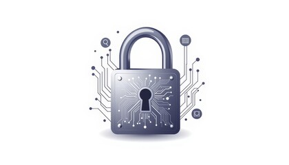 Poster - Digital padlock with circuit patterns symbolizing security  