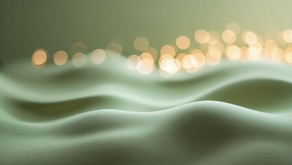 Poster - soft fabric waves illuminated by gentle bokeh lights create a dreamy atmosphere in a serene indoor s