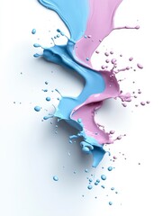 Poster - Artistic Paint Splash: Dynamic abstract image featuring a vibrant splash of blue and pink paint, intertwined in mid-air, creating an eye-catching visual spectacle