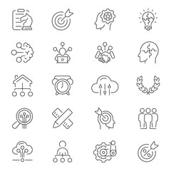 Poster - Planning vector icons. Action plan thin line icons collection. Action, plan , planning, management related thin line icon collection. Editable stroke