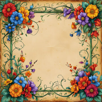 floral frame with flowers
