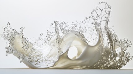 Aufkleber - Abstract creamy liquid splash, white background.