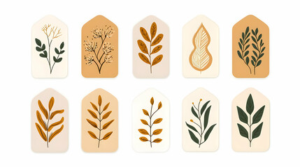 Poster - Elegant Monoline Badges Featuring Cherry Blossom Designs