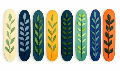 Poster - Modern Minimalist Badges with Spring Plant Designs in Vivid Colors