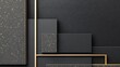 © Robani - Gold-flecked Black Squares, Modern Design, Background Texture