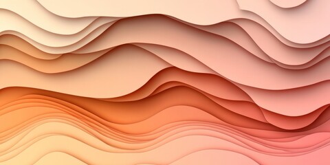 Poster - Abstract Background With Soft Pastel Orange Paper Cut-Out Waves, Gentle And Minimal Design.