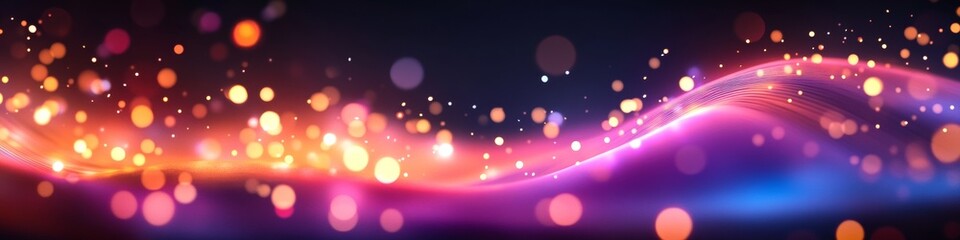 Poster - Abstract Light Trails And Bokeh Background With Vibrant Colors, Festive Digital Art Illustration