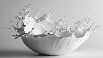 Aufkleber - A dramatic, high-speed photograph of a milk splash forming a crown shape against a neutral background.