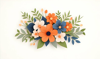 Poster - Colorful Floral Decoration with Blooming Flowers and Greenery