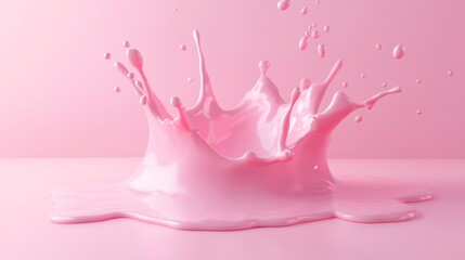 Poster - Pink liquid crown splash on pink background. (1)