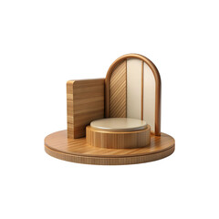 Wooden product display pedestal platform stage presentation transparent background