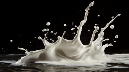 Poster - Milk splash crown on black background. (2)