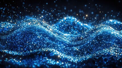 Fototapete - Abstract blue shimmering waves
