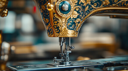 Poster - Vintage sewing machine close-up with ornate design