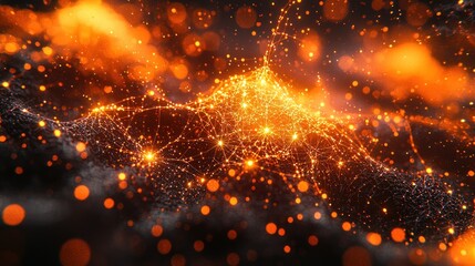 Fototapete - Abstract fiery network
