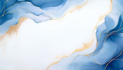 Aufkleber - abstract blue gold watercolor background with copy space for add text or design.