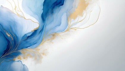 Aufkleber - abstract blue gold watercolor background with copy space for add text or design.