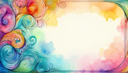 Fototapete - Colorful pastel watercolor in a spiral pattern with copy space. abstract colorful background with circles