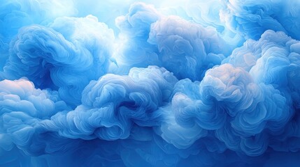 Fototapete - Abstract swirling blue and white ink clouds