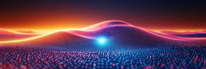 Poster - Digital Pathways Converging Abstract Design With Central Cluster of Blue Light and Vibrant Colors