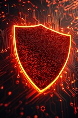 Poster - abstract digital shield design glowing against a circuit board background
