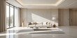 © dayo.digitals - A modern, elegant living room with a beige sofa, marble walls, warm lighting, and floor-to-ceiling windows. The space feels airy and luxurious with soft tones and natural light.