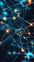 Poster - Intricate neural network with glowing connections in a dark background