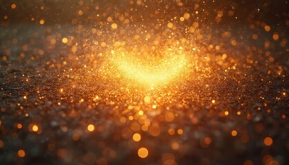 Poster - Gold glitter explosion against dark background. Shiny particles, bokeh effect, sparkle lights. Luxury festive design for awards, celebrations, special events, New Year, Christmas, birthday,