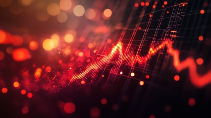 Poster - Abstract red glowing graph depicting market fluctuations and data analysis.