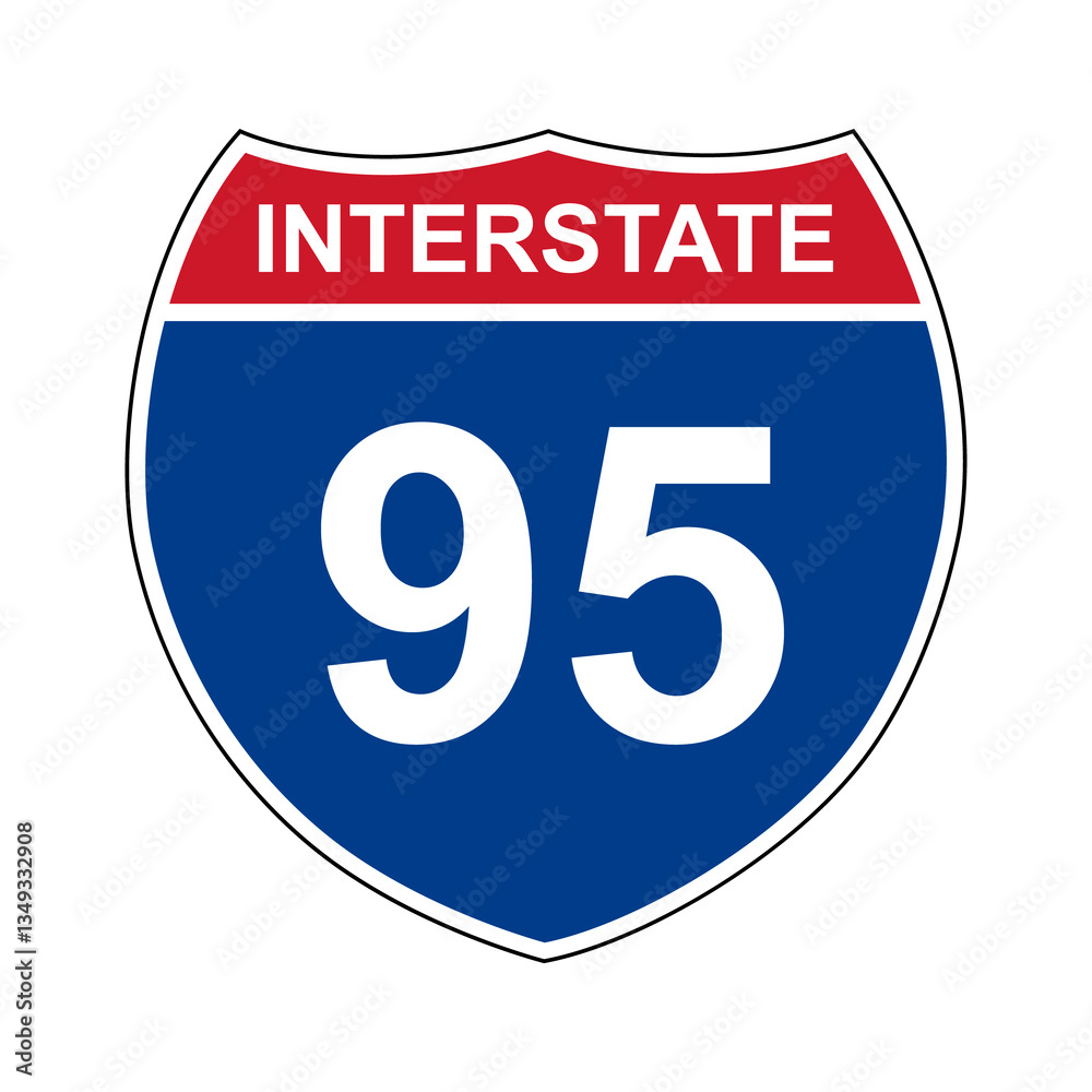 Ilustración de Stock Interstate 95. Interstate highway sign. Road ...
