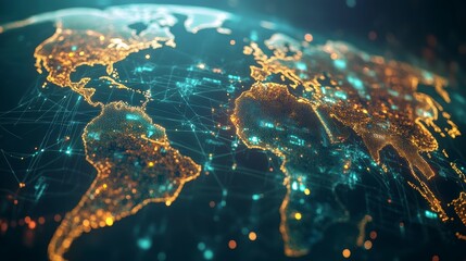 Aufkleber - Global network connections visualized on a glowing Earth.