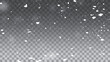 © Creative - Glittering snowflakes in mid air on transparent background. Snow overlay effects creating a peaceful winter ambiance. White snow layers and frosty particles in vector format.