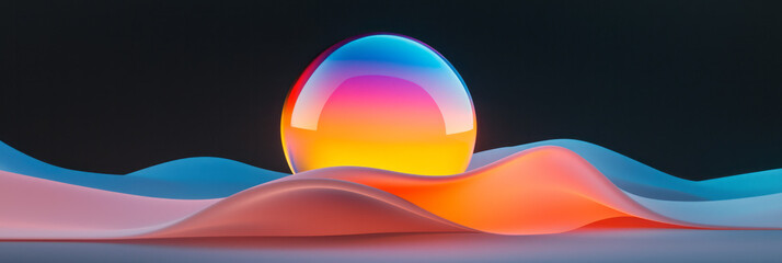 Aufkleber - A surreal floating glossy sphere with an elegant color gradient reflecting soft ambient light, set