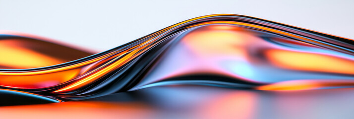 Poster - a futuristic digital artwork featuring fluid, morphing black glossy forms with hints of glowing