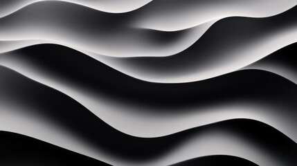 Poster - A monochrome fluid wave pattern, its organic curves resembling wind-sculpted sand dunes, forming a