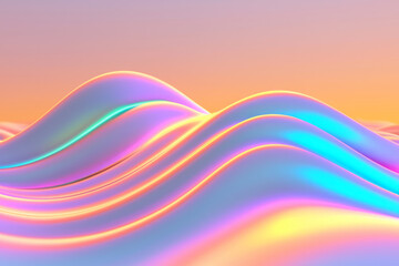 Aufkleber - A glowing, iridescent wave pattern flowing in perfect symmetry, forming a modern and futuristic