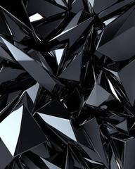 Poster - A dynamic abstract composition of sharp triangular polygons, forming a futuristic 3D geometric