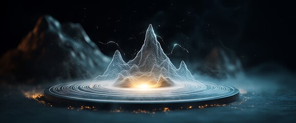 Poster - Abstract mountain on a circular platform