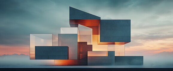 Poster - Modern Architectural Structure at Dawn