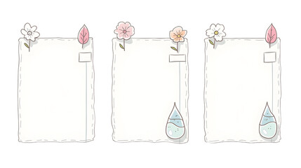 Poster - Blank decorative note papers with floral accents. cut out,isolated, transparent background