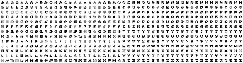 Poster - Mega collection Logos with letters. Geometrical abstract logos. Icon design	