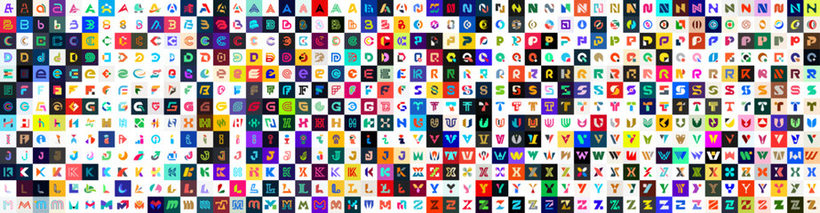 Wall Mural - mega collection logos with letters. geometrical abstract logos. icon design