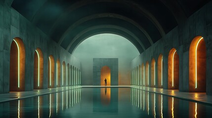 Poster - Futuristic Pool Hallway