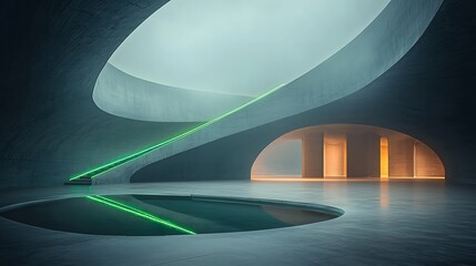 Poster - Abstract concrete interior with glowing light