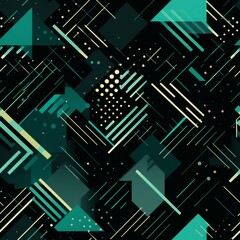 Poster - Dynamic seamless pattern of diagonal lines and halftone stripes for kids  urban art design