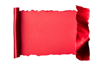 Wall Mural - red paper roll, torn edges for background, mockup, design, cut out transparent