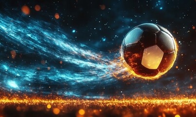 Poster - Glowing Cosmic Sphere with Energetic Trail