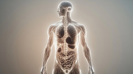 Poster - Glowing Human Body Anatomy: Detailed 3D Rendering of Internal Organs and Systems